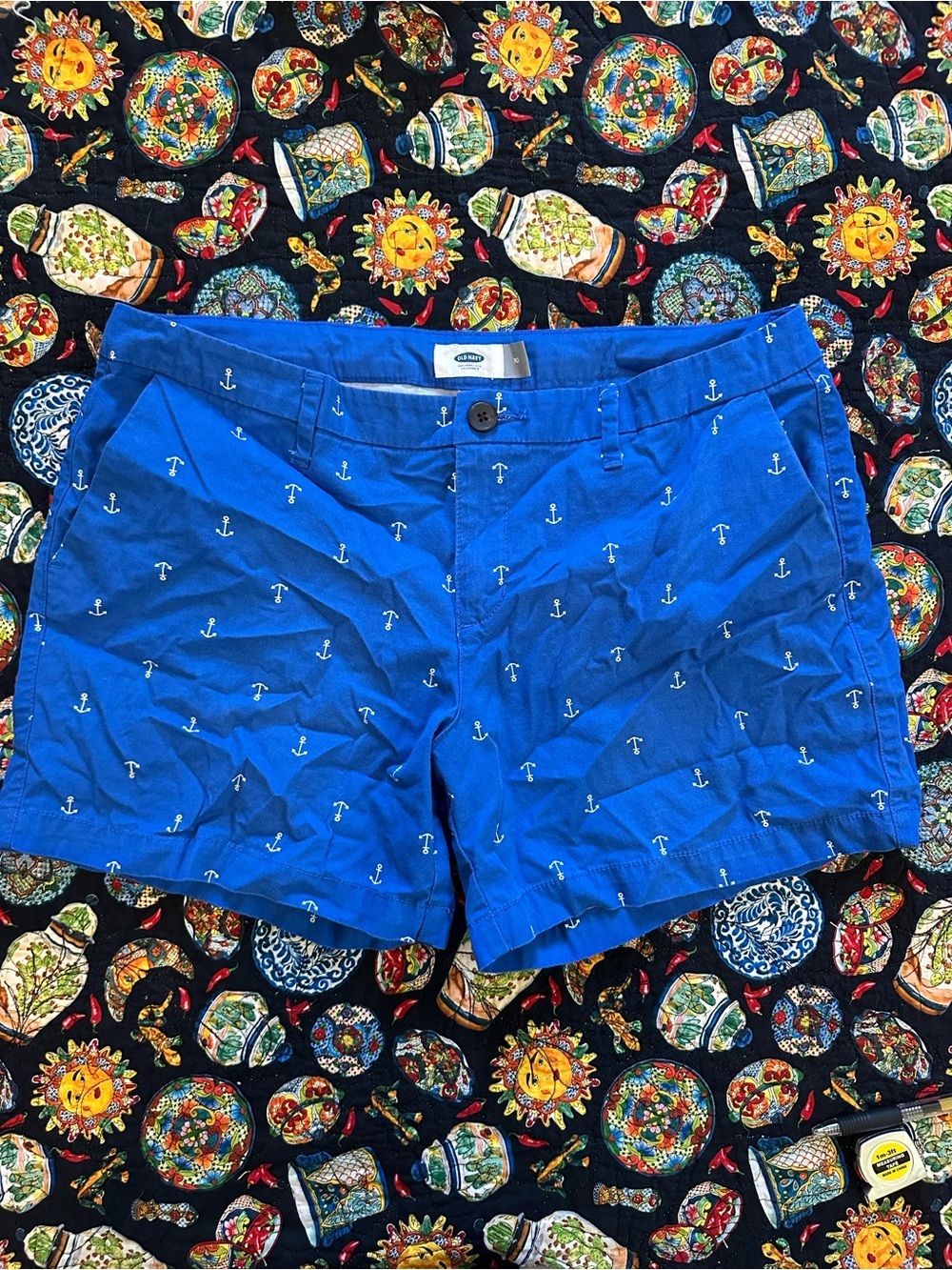Old Navy Royal Blue Anchor Embroidered Women's Shorts EUC